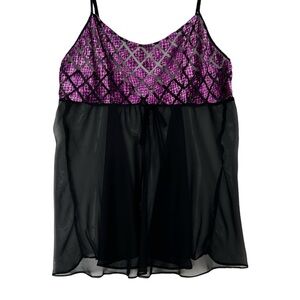 Cacique Velvet Sheer Babydoll Lingerie Top (14/16)‎